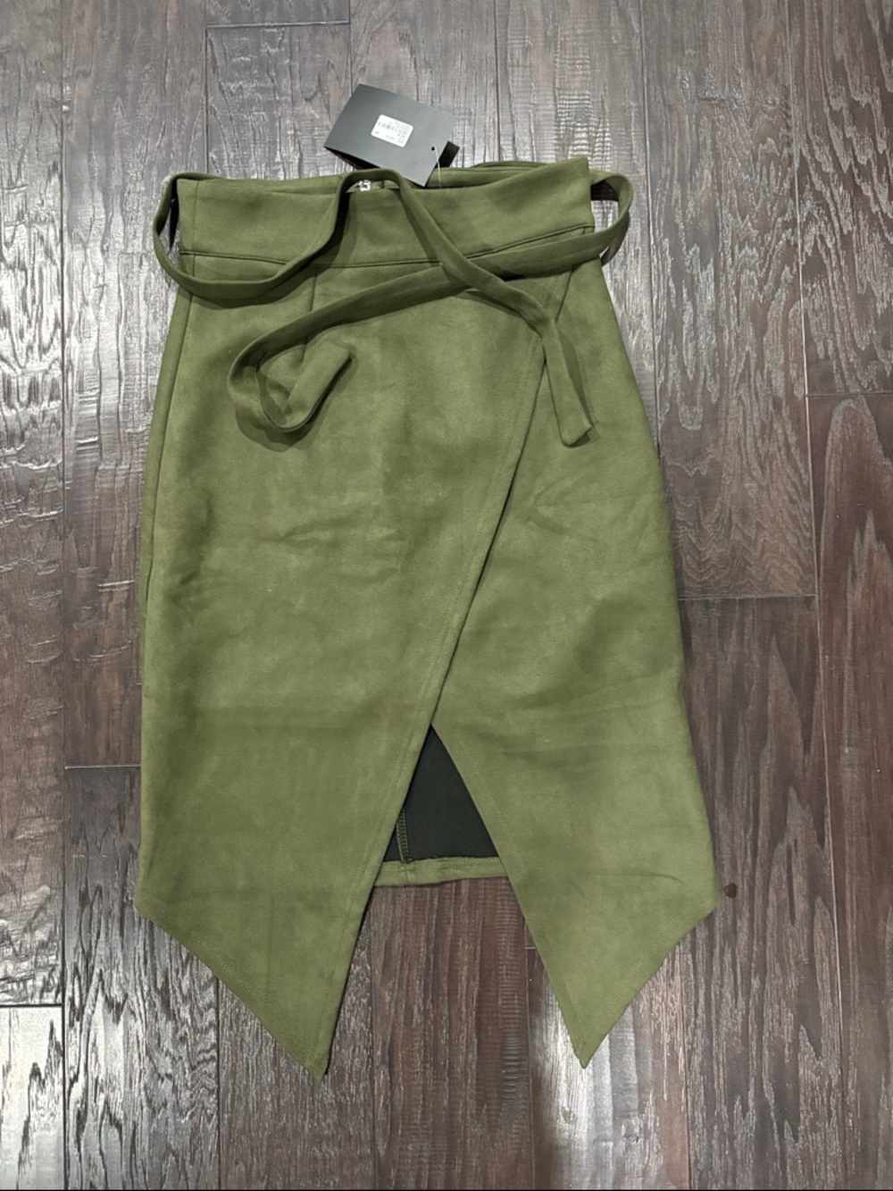 NUDE Olive Asymmetrical Wrap Skirt with Tie Waist